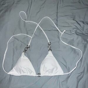 White and silver ring bikini top